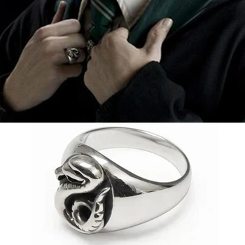 Wizard Magic School Malfoy Family Badge Snake Slytherin Cosplay Ring Unisex Jewelry Rings Gift Prop Accessories 1