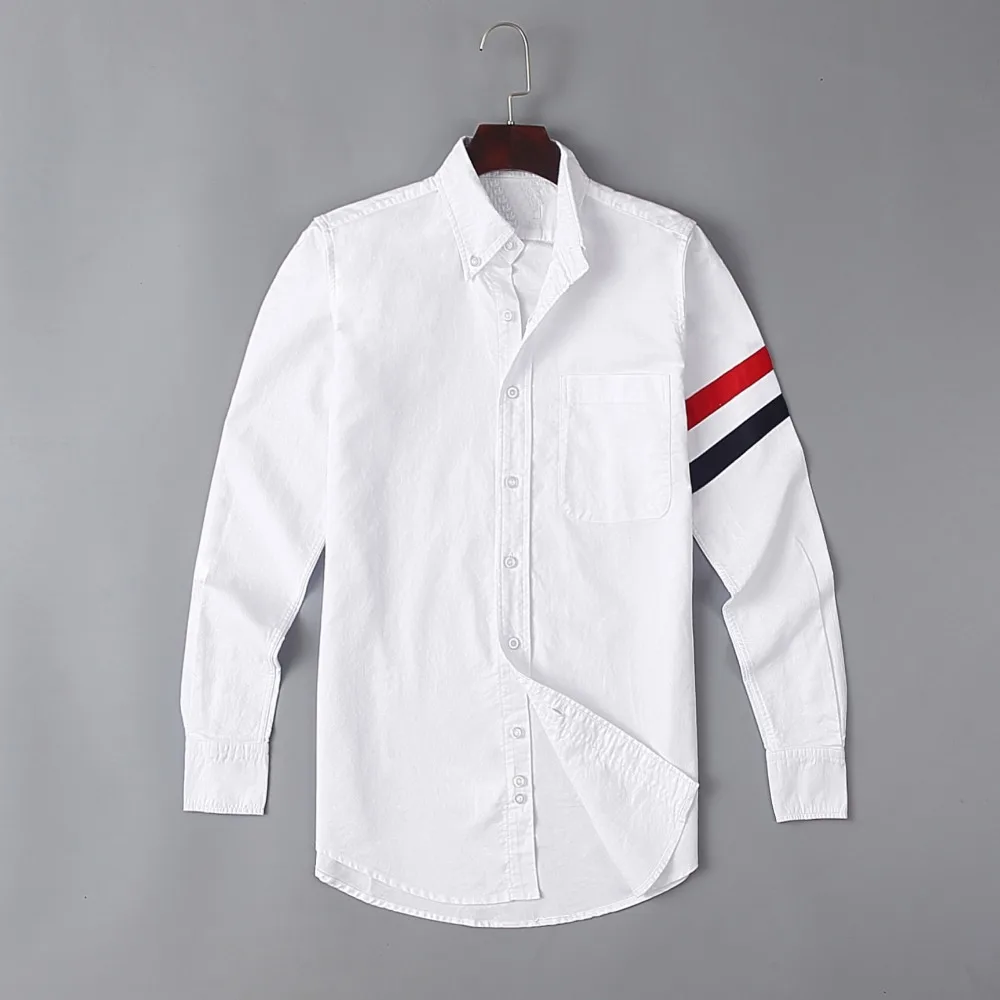 

New 2022 Men Oxford Classic stripe Fashion Cotton Casual Shirts Shirt high quality Pocket long-sleeves Top M 2XL #G71