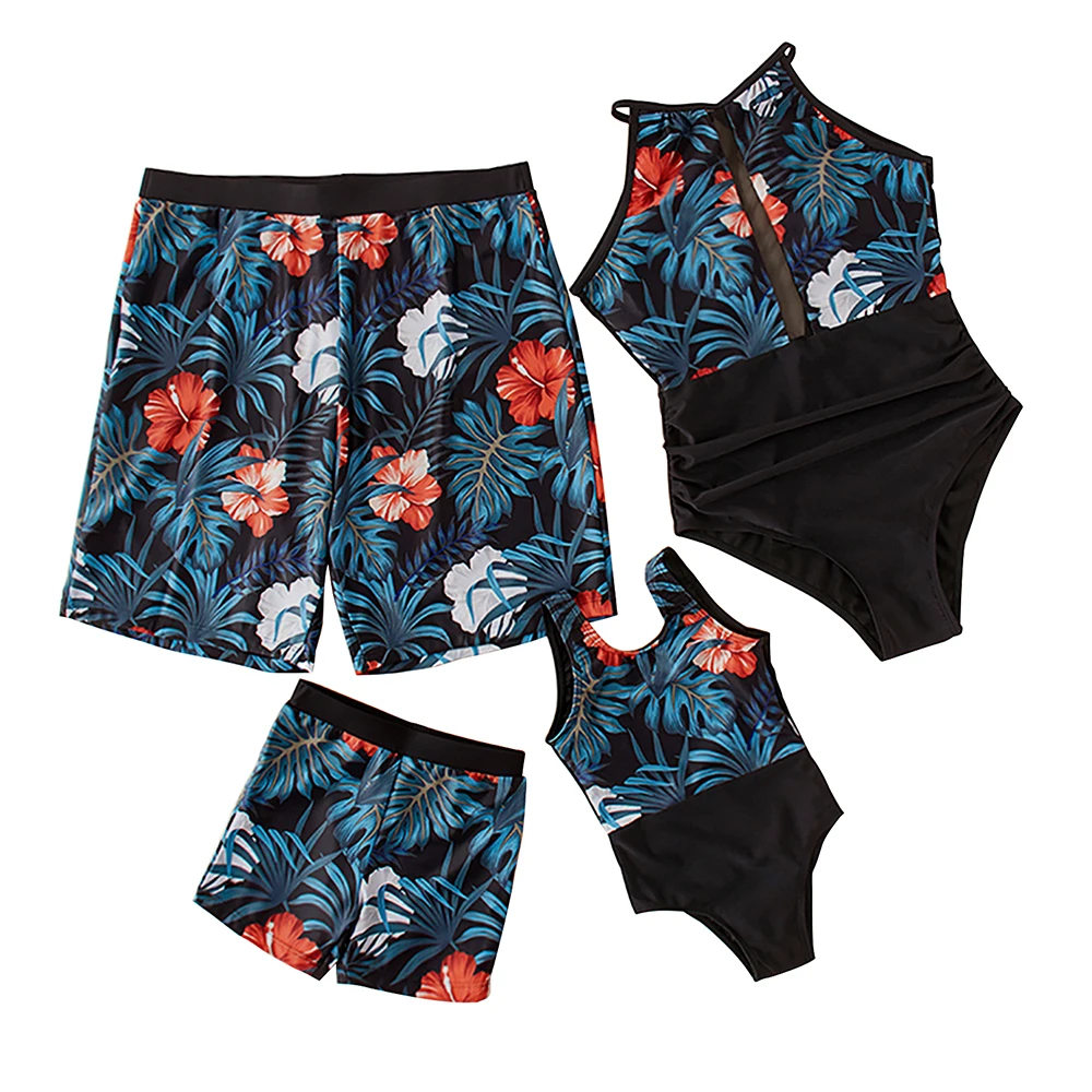 

Hiheart Family Swimwear Mother and Daughter Swimsuit Dad Son Beach Shorts Trunks Summer Holiday Family Look Matching Outfits