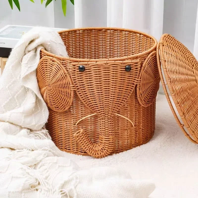 Креативный милый слон с крышкой корзина орнаментом для гостиной ванной комнаты