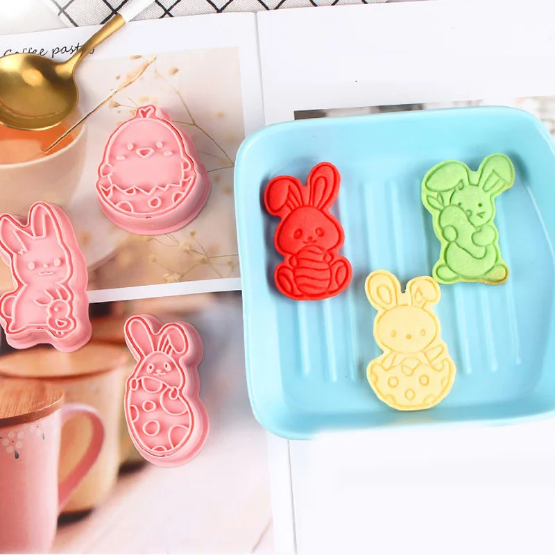 

1set Cookie Cutters Biscuit Mold Cute Bunny Sheep Biscuit Stamp Molds for Home Cookies Molds Kitchen Accessories DIY Baking Tool
