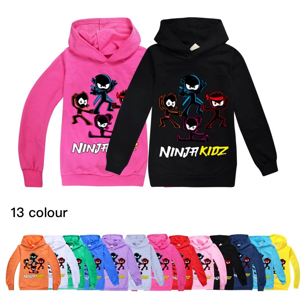 

Boys Hooded Pullover Girls T Shirt NINJA KIDZ Kids Casual Sweatershirt Child Fashion Clothes Cotton Birthday Coat Costume 2-16Y