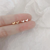 minimalist silver love heart stud earrings for women couple vintage personality glossy mini ear bone earring jewelry accessories