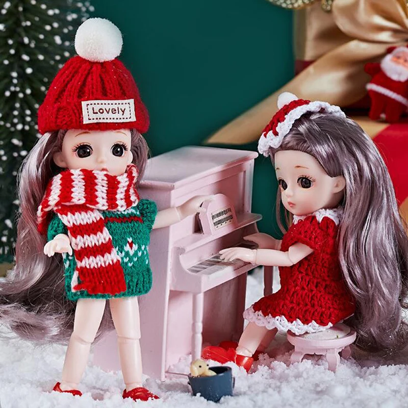 

1/12 17 см кукла Рождественская игрушка мини куклы 3D большие глаза + подвижные шарниры куклы игрушки кукла одежда наряд новогодний Рождественс...