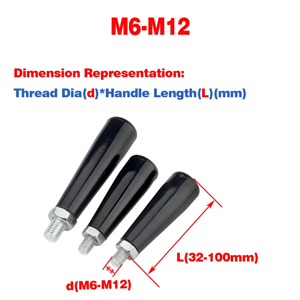 

Plastic Handle Male M6 M8 M10 M12 Thread Stainless Steel Lathe Milling Machine Tool