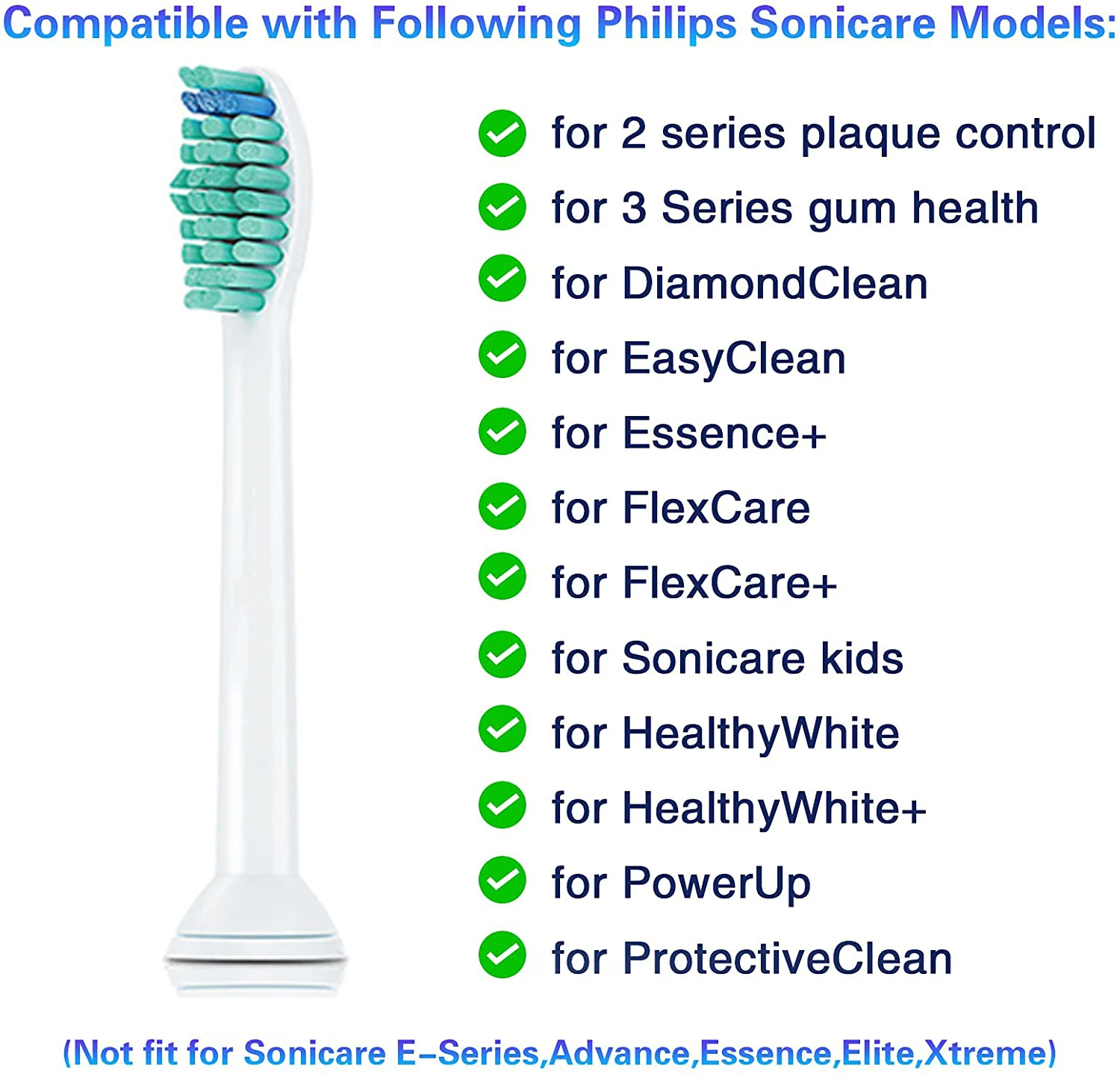 20pcs Replacement for Philips Toothbrush Heads for Sonicare Flexcare Diamond Clean Healthy White EasyClean PowerUp Elite+ enlarge
