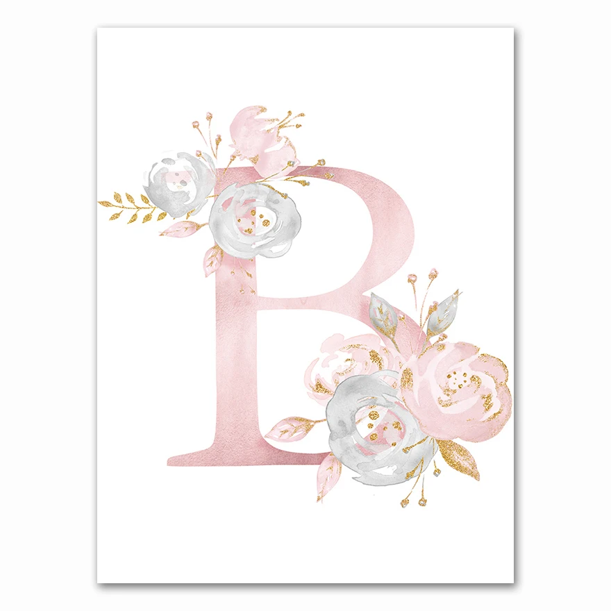 Настенная картина АлиПэнт с именем девочки, розовый цветок