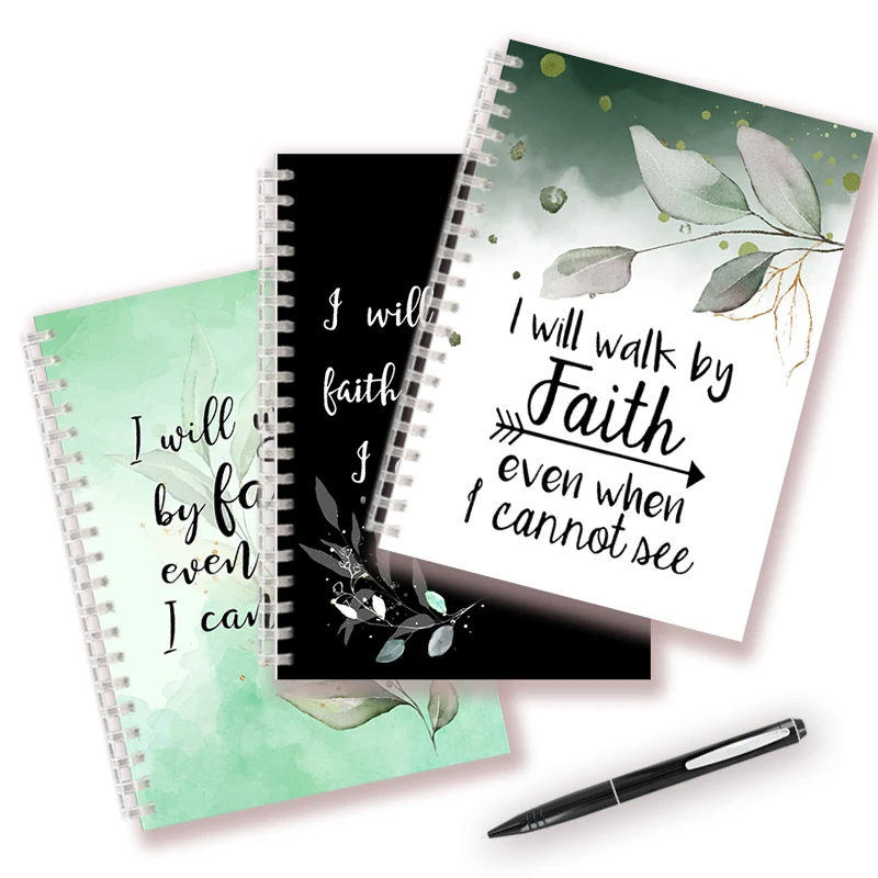 

Bible Quote 2 Corinthians 5 7- I Will Walk By Faith Even When I Can Not See - Spiral Notebook Inspiration Note Book Journal Gift