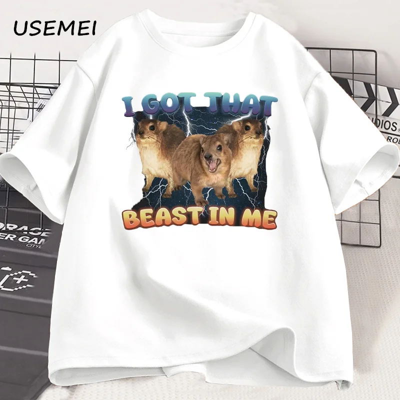 Фото Футболки I Got That Beast in Me Funny Rock Hyrax Meme для мужчин и женщин Футболка Silly Dank Memes с забавными высказываниями Модная уличная одежда №3