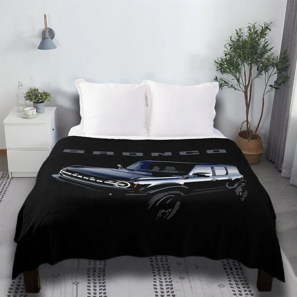 

2021 Bronco Black For Travel Valentine Day Gifts Woven Art Best Fluffy Throw Blanket