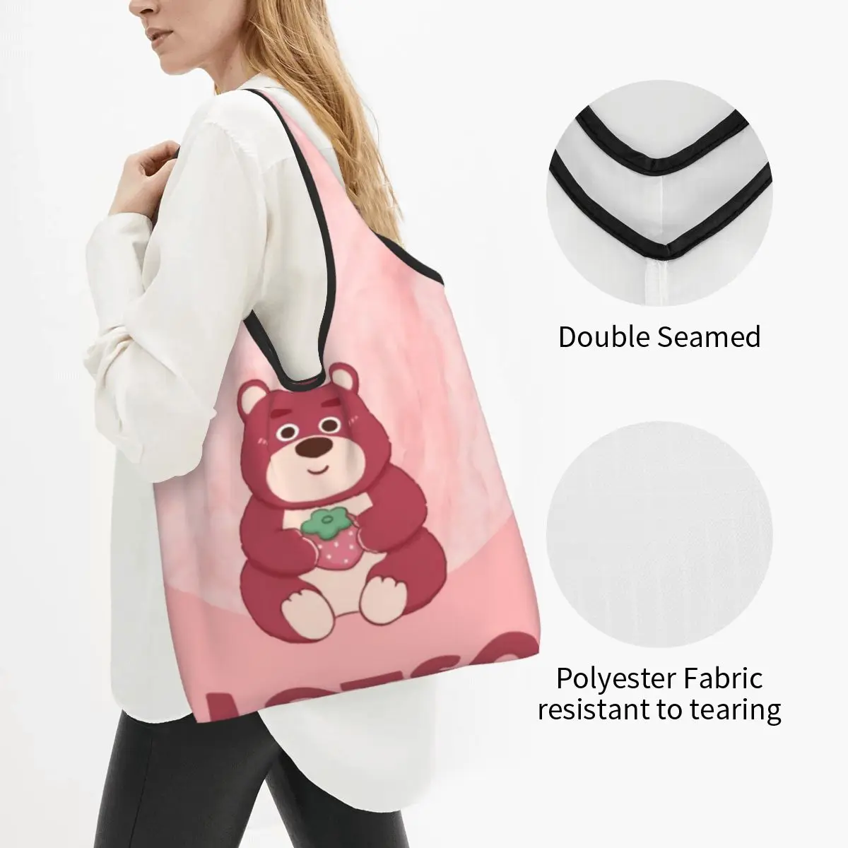 Персонализированная Сумка-тоут с милым рисунком Lotso Huggin Bear из аниме шоппинг