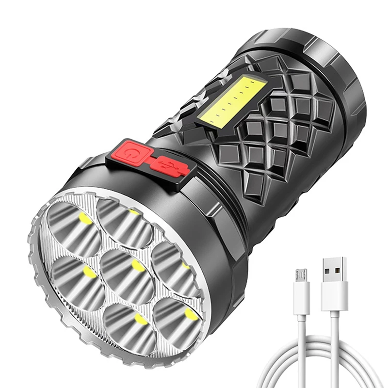 

7 LED Super Bright Flashlight Ultra Powerful Torch Light Rechargeable COB Side Light 4 Modes Outdoor Flashlight