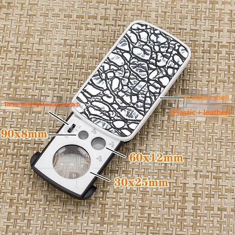 Фото Лупа-микроскоп 30X 60X 90X с выдвижным LED-подсветкой и УФ-лампой для точных работ и ювелирных работ №3