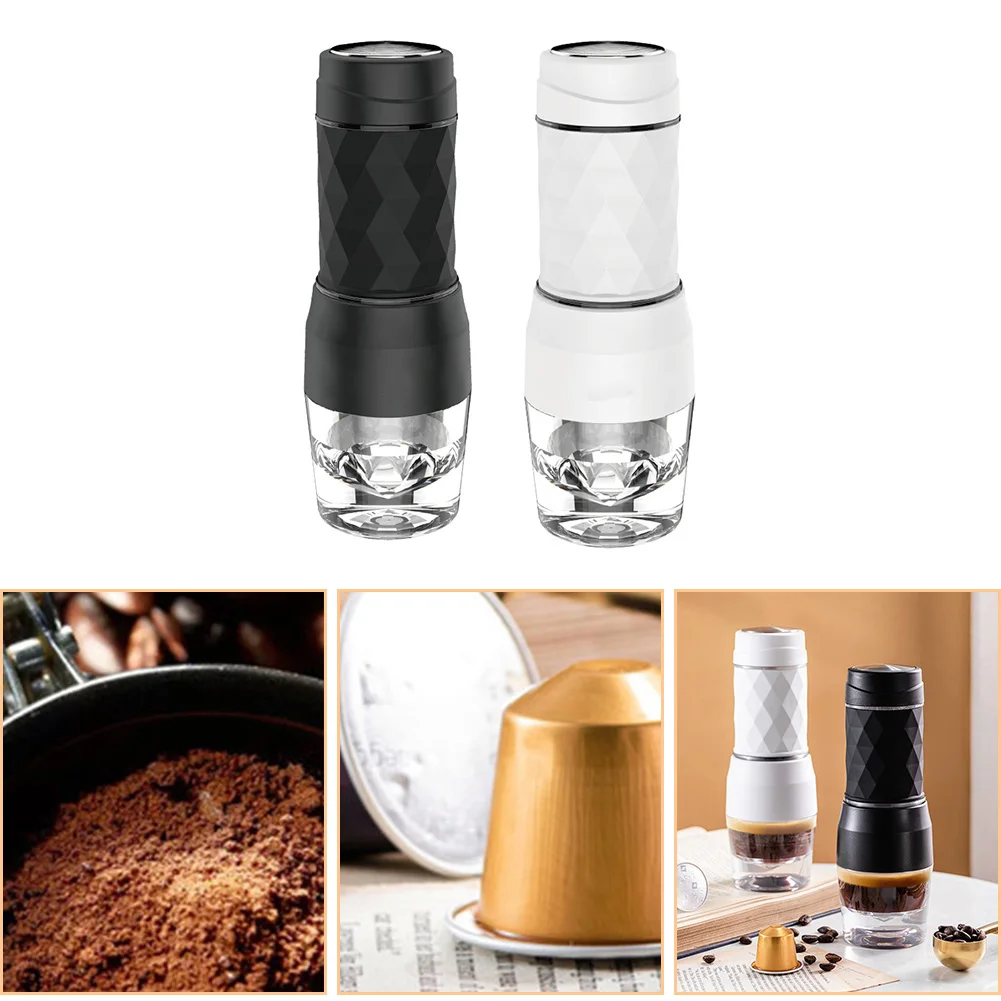 

Portable Machine Mini Using Ground Coffee Pods Handy Espresso Maker for Camping Office Home Use