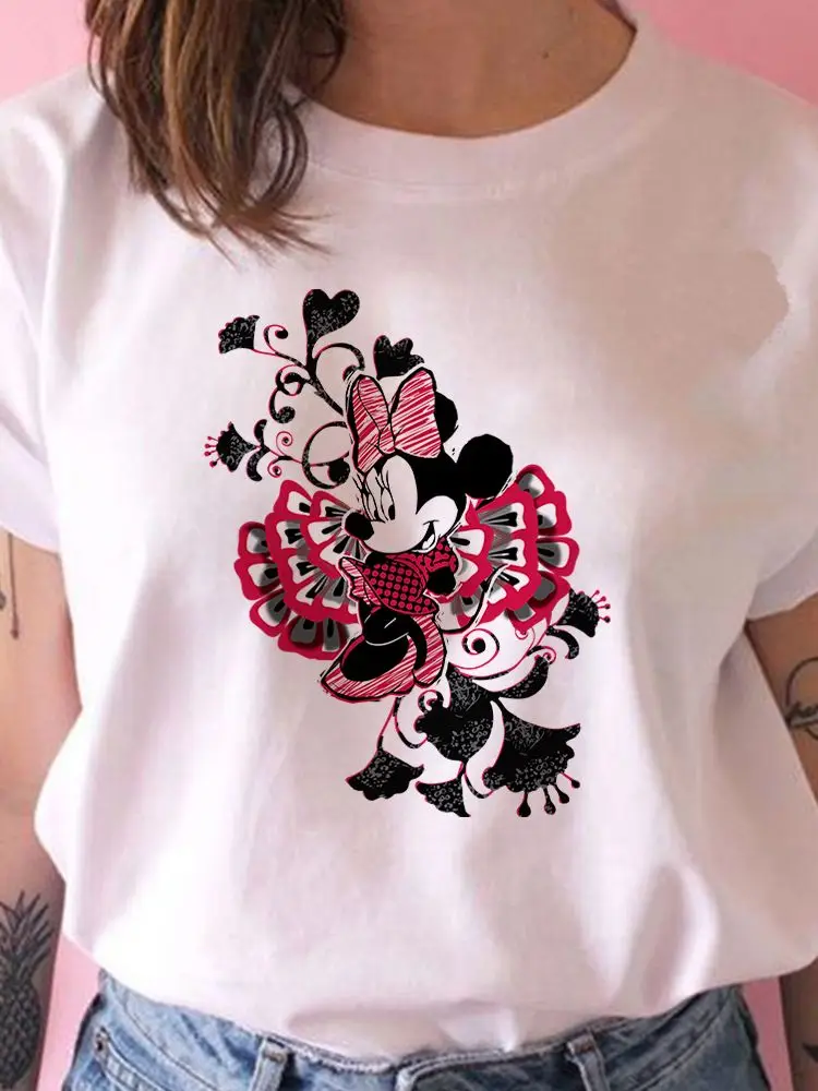 Disney футболка женская летняя новинка Минни Микки Маус популярная романтическая
