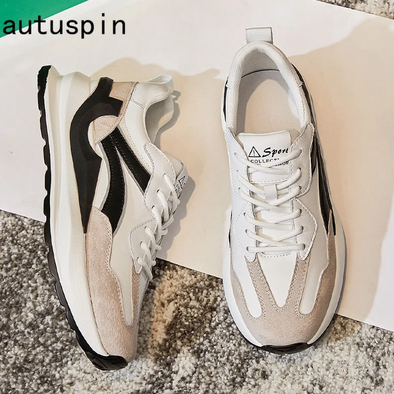 

Autuspin Pigskin Women's Sports Shoes Spring Fashion Lace Up Casual Mesh Sneakers Woman Outdoor Comfortable Footwear 2022 Trendy