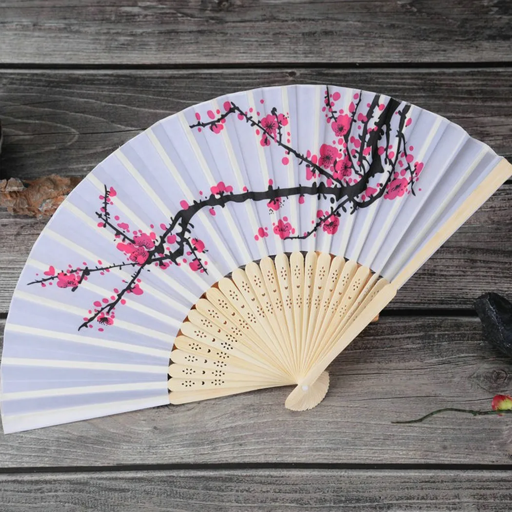 

Cherry Blossom Fans Japan Asian Wedding Favor Gift Party Delicate Folding Hand Fan Bamboo Handmade Classical Plum Fan Decor