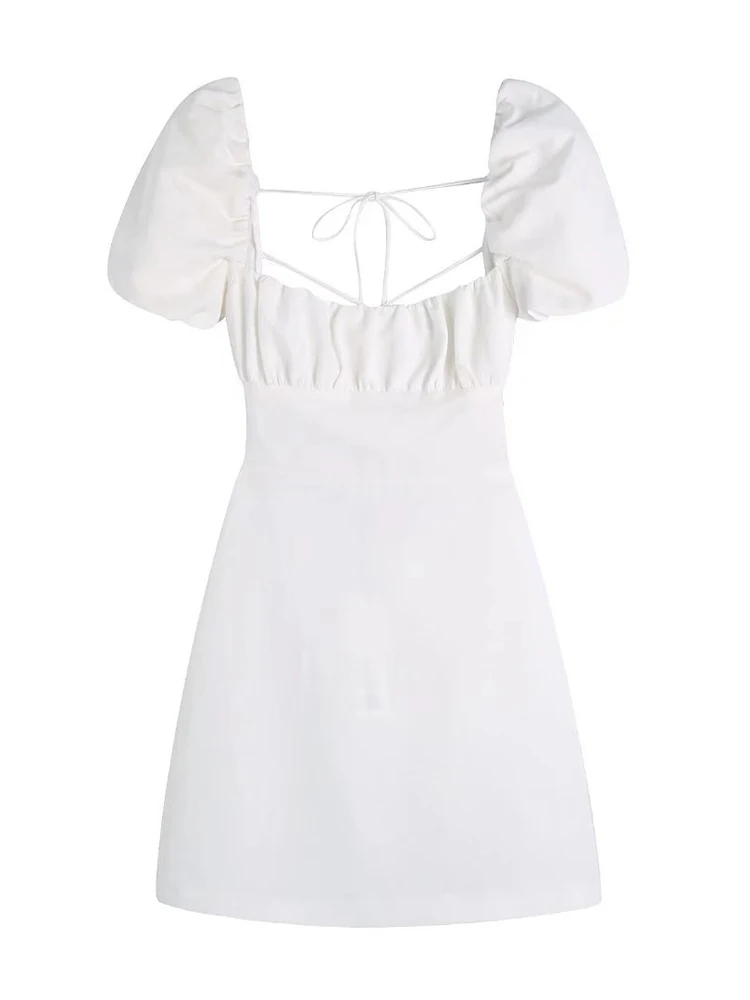 Женское пикантное платье с открытой спиной на шнуровке пышными рукавами женские