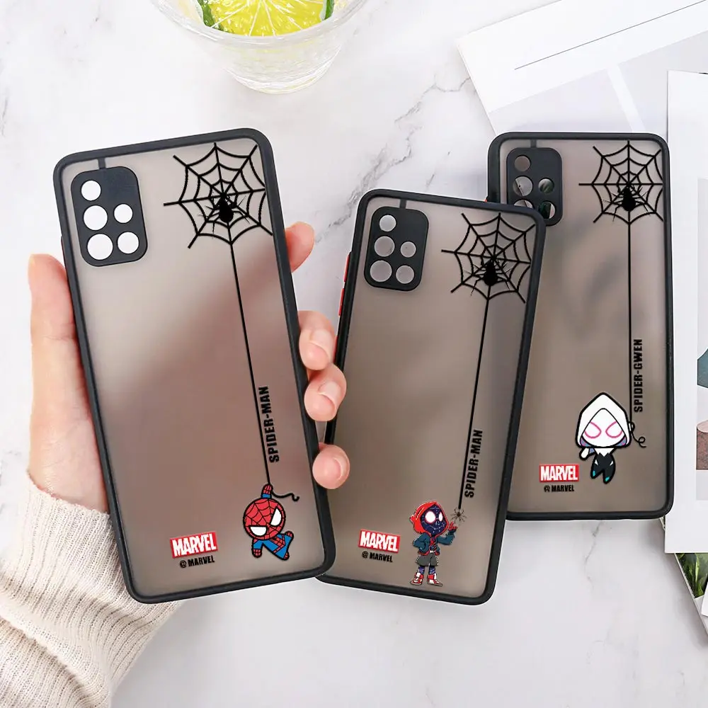 

Fundas A53 5G Case For Samsung A71 Case A52 A52s A13 A21S A23 A32 A33 A72 Clear Matte Cover Marvel Spider Man Gwen Miles Morales