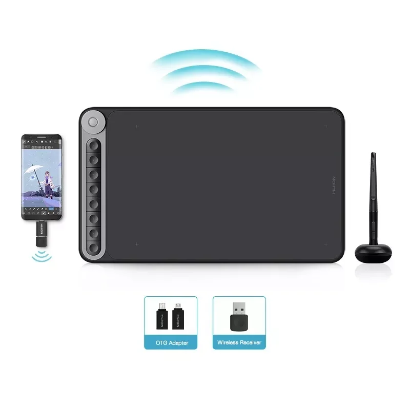 

NEW2023 2022 Q620M Graphics Tablet Wireless USB Drawing Pen Tablet 8192 Levels Pressure Digital Stylus with Dial 8 Keys Support