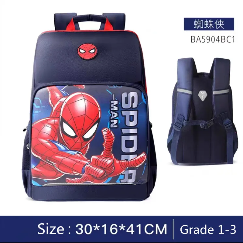 2022 Disney School Bag For Boys Primary Student Shoulder Orthopedic Backpack Iron Spider Man Captain America Kids Gift Mochila