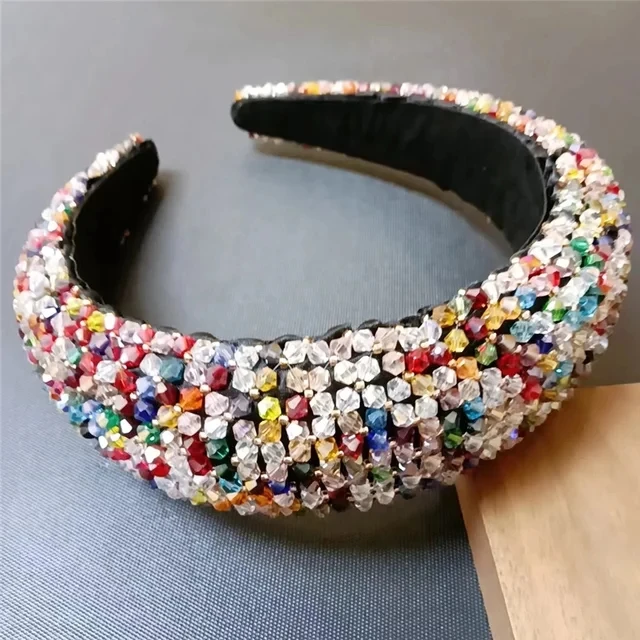 

Vintage Baroque Rhinestone Headband Geometric Crystal Hairband Headdress Personality Prom Catwalk Bridal Headbands For Women