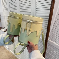 womens bag 2022 new color contrast stitching shoulder messenger bag youthful sweet and cute bucket bag