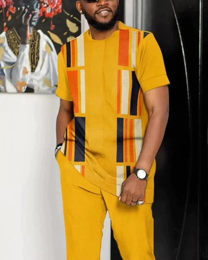 Man Summer Luxury Short Sleeve T-Shirt Casual Trousers Jogging Suit 2-Piece Fashion Male Trend Street Tracksuit Pant Set