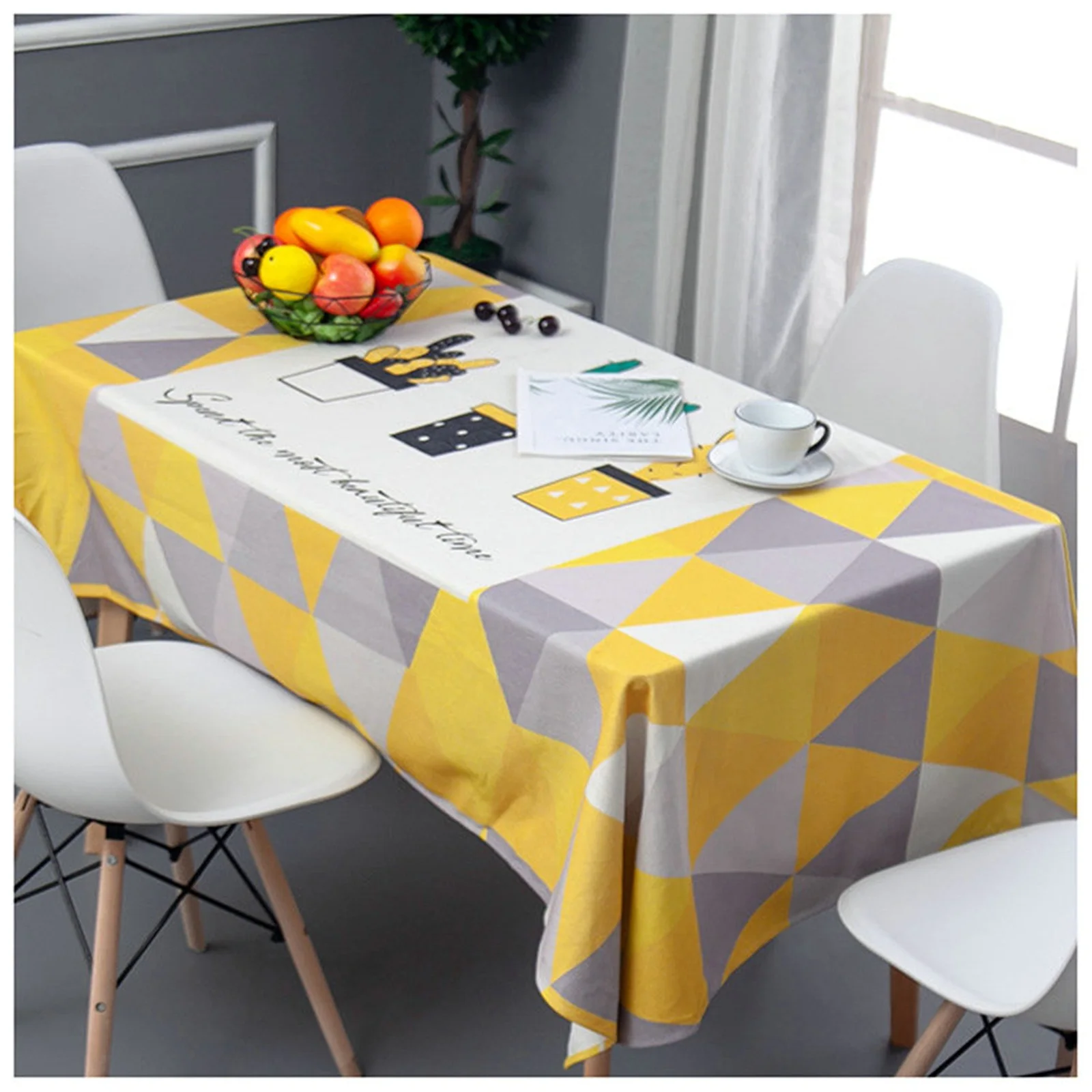 

Скатерти из хлопка и льна, водонепроницаемые скатерти для стола, желтый обеденный стол С КАКТУСОМ, украшение для журнального столика