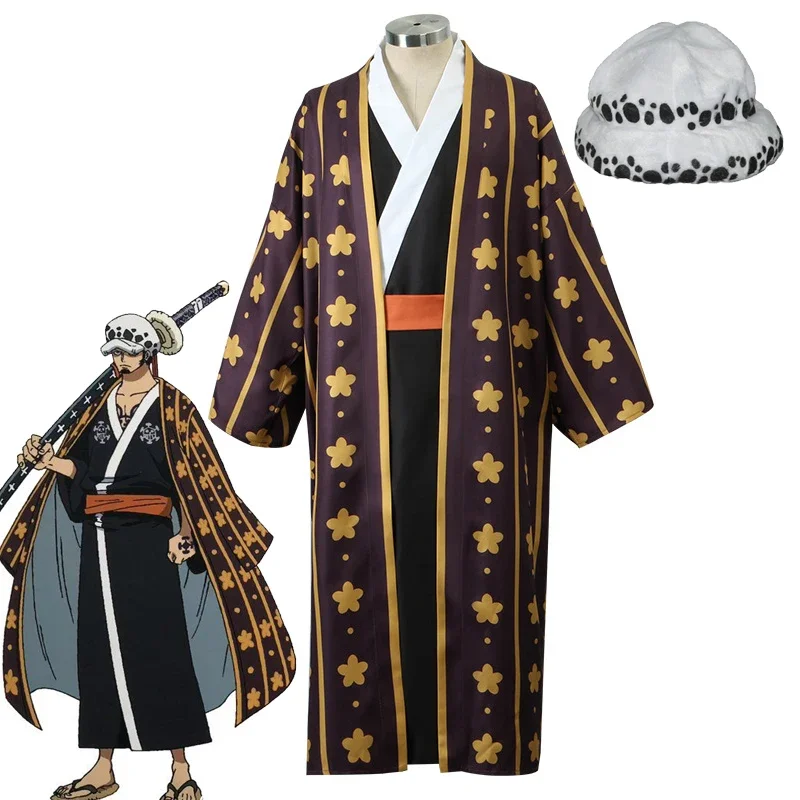

Anime Trafalgar D. Water Law Costume Uniform Outfits Halloween Carnival Cosplay Kimono Suit Xmas Party Role Play Clothing Set