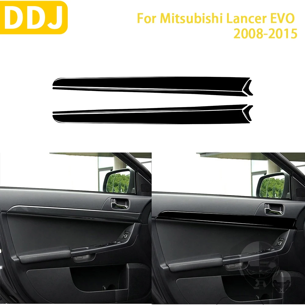 

For Mitsubishi Lancer EVO X MR 2008-2015 Car Accessories Plastic Piano Black Interior Door Panel Cover Trim Sticker Decoration