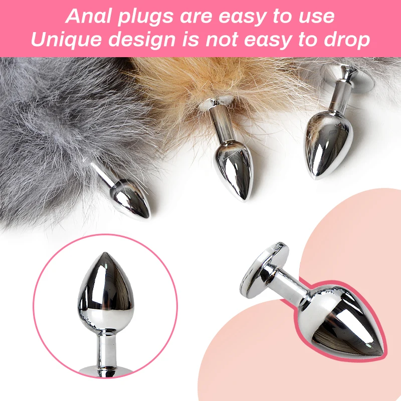 Анальная пробка с лисьим хвостом для ролевых игр секс-игрушки Металлические