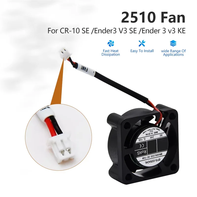 Фото Superior-Ball Bearing 2510 Fan For Ender 3 V3 SE Brushless Cooling Fan 3D Printer Hotend Axial Cooling Fan №2