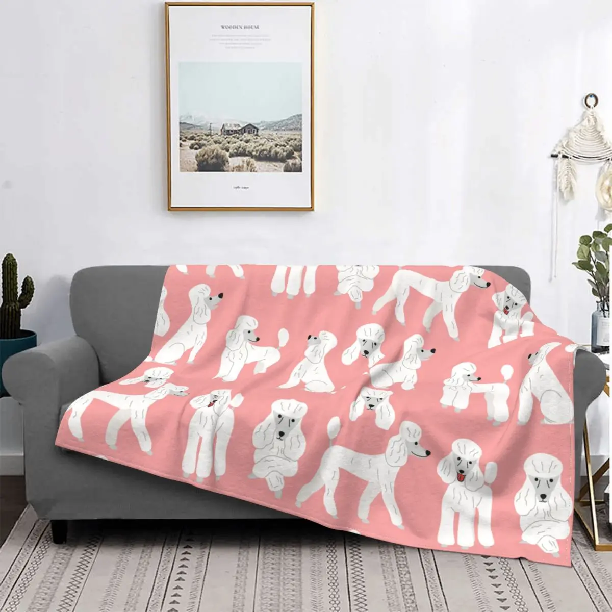 

Вязаное одеяло в виде пуделя, Фланелевое Подарочное мягкое покрывало для любителей животных, собак, домашний диван, коврик для кровати