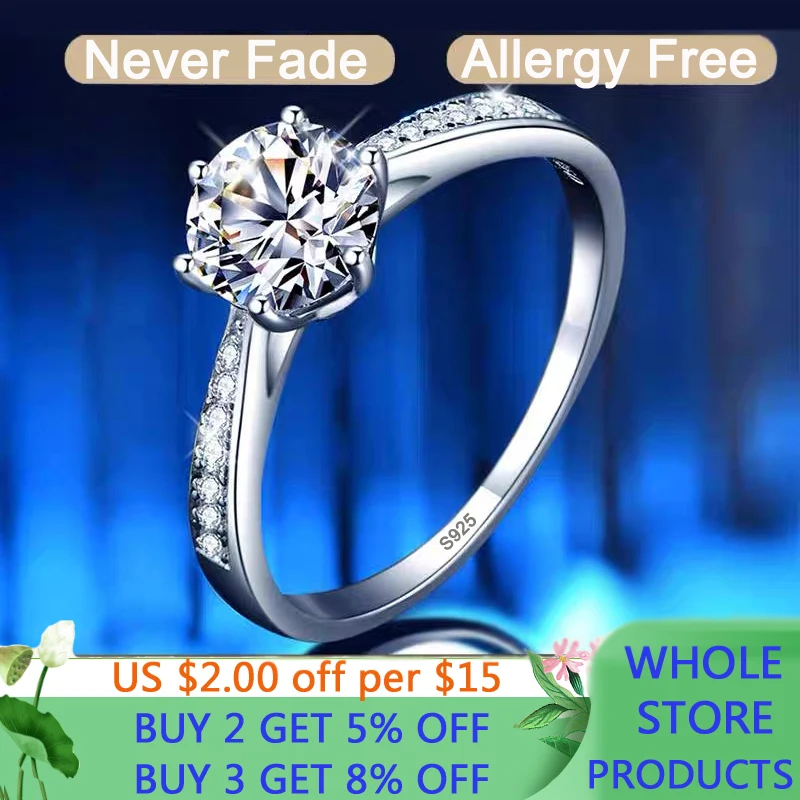 

LMNZB оригинальные тибетские серебряные кольца для женщин 1,0 карата круглый циркониевый бриллиант кольцо солитер обручальное свадебное коль...