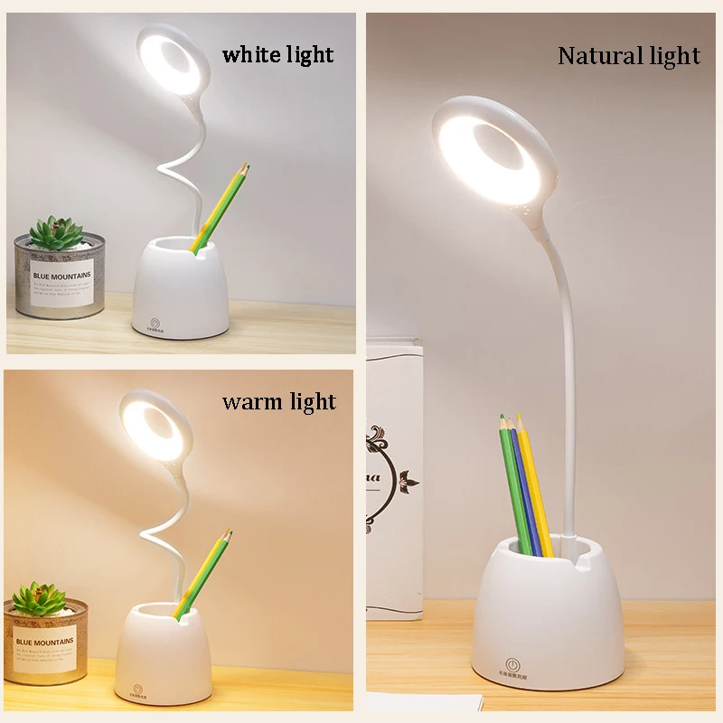 

D2 LED Multi-Function Bracket Pen Holder Desk Lamp USB Rechargeable Touch Stepless Dimming Eye Protection Reading Night Light