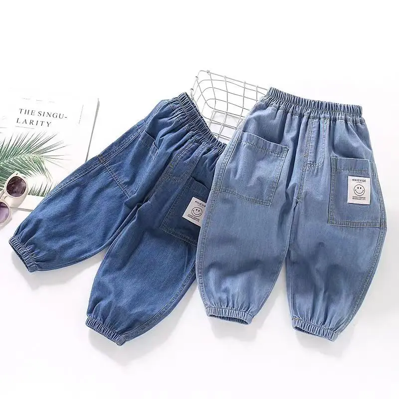Childrens pants Summer cotton Jeans Thin Mosquito Repellent Pants Middle And Young Childrens Baby Leggings Casual Pants Handsome