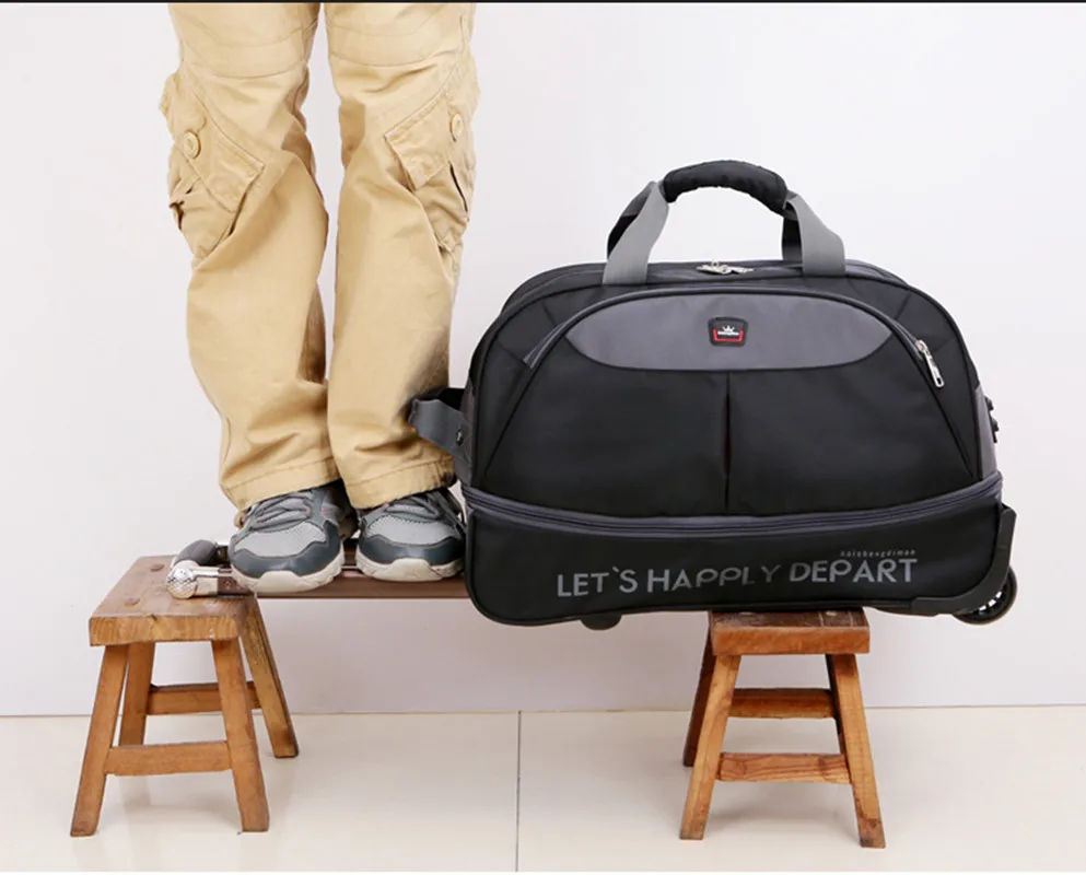 Travelling Bag Document Handbag Fixed Casters Oxford Rolling Luggage Suitcase Airplane Wheel High-capacity Business Trolley Bag