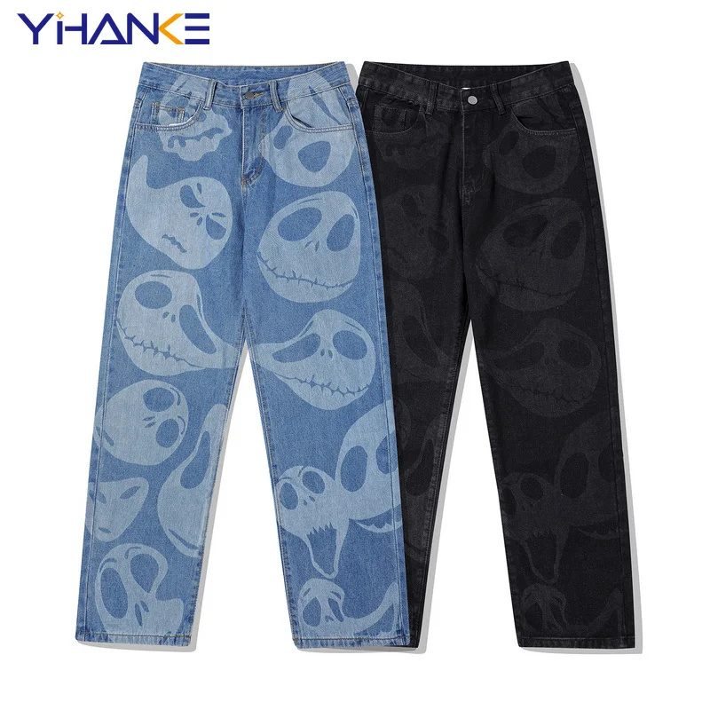 Уличные джинсовые брюки для мужчин и женщин модные брендовые прямые в стиле