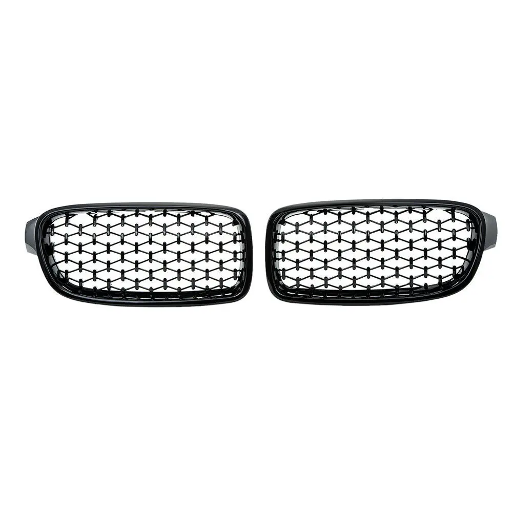

1Pair Car Mesh Front Bumper Kidney Grille Grill Fit For-BMW F30/31 2012-2017 51137260497 51137260498 Glossy Black