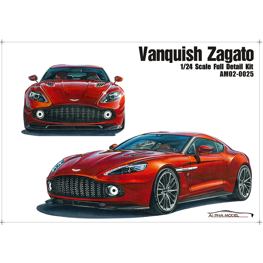 

Alpha Model AM02-0025 1/24 Vanquish Zagato Resin Material Assembled Full Detail Trans-Kit Model Car Suite Hand Made Model
