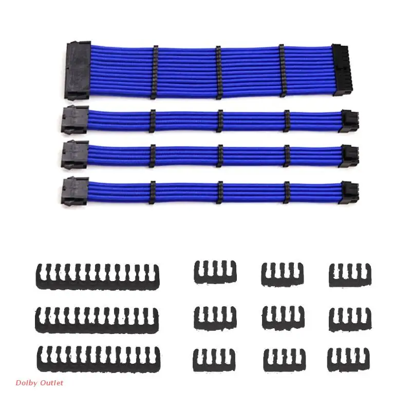 

1 Set PC Sleeved Cable 12.99in Power Supply Motherboard 24P 8P Graphics Card Set