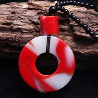 natural color hand carved pingan buckle jade pendant fashion jewelry mens and womens color jade safety buckle necklace