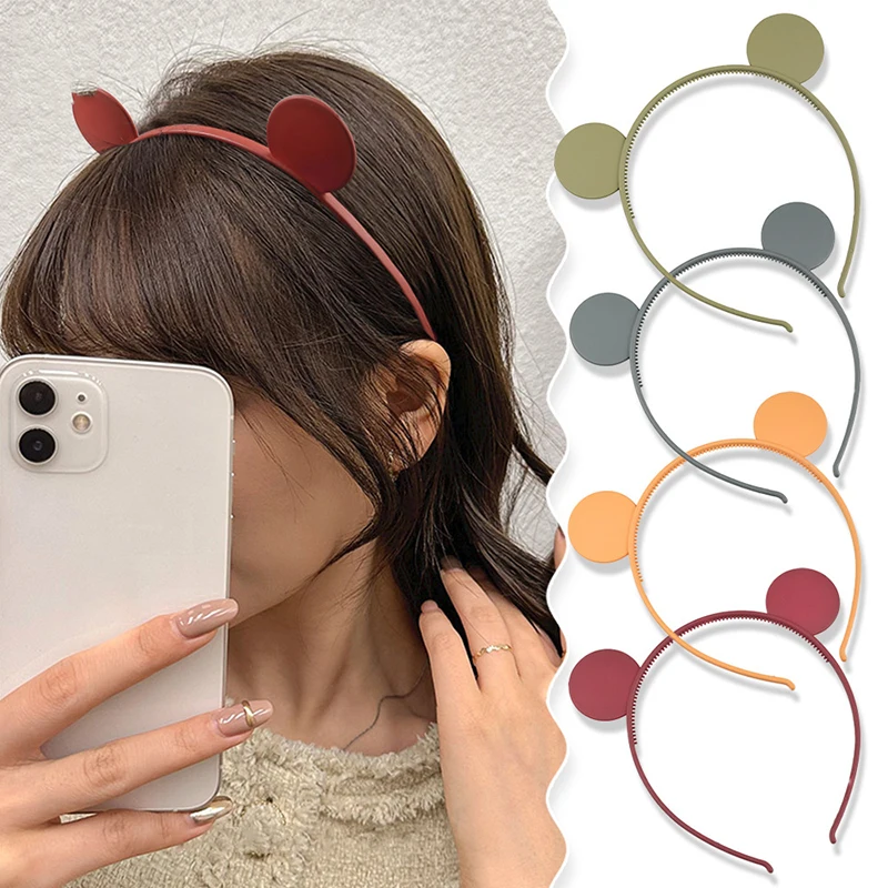 

Lolita Hair Hoop Bear Ears Headdress Solid Color Resin Hair Comb Hairbands Headband Hair Hoop Bezel Teeth Hair Accessories Girls