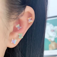 colorful aurura butterfly stud earrings trendy sweet elegant style titanium steel earring studs for women girls fashion jewelry
