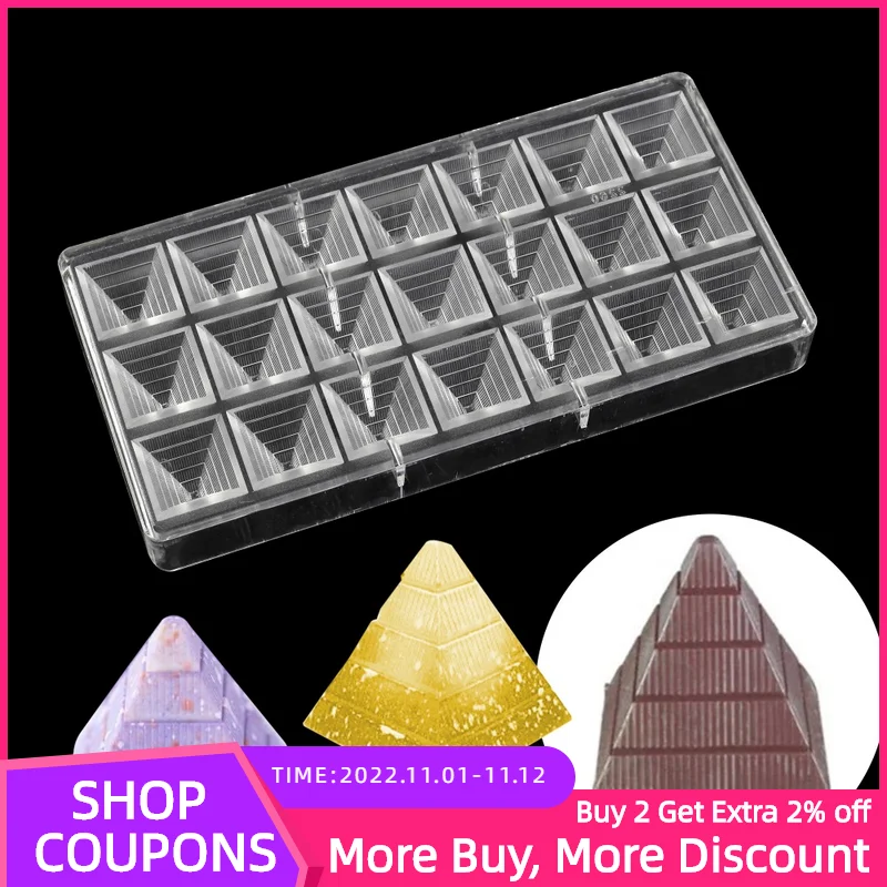 

3D Pyramid Shape Polycarbonate Chocolate Mold Bakeware Plastic Baking Pastry Candy Mold For Diy Kitchen