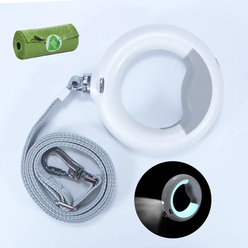 

Dog Leash with Flashlight Automatic Retractable Nylon Roulette Tow Rope for Medium Large Dog Collar Extension Puppy Walking Lead