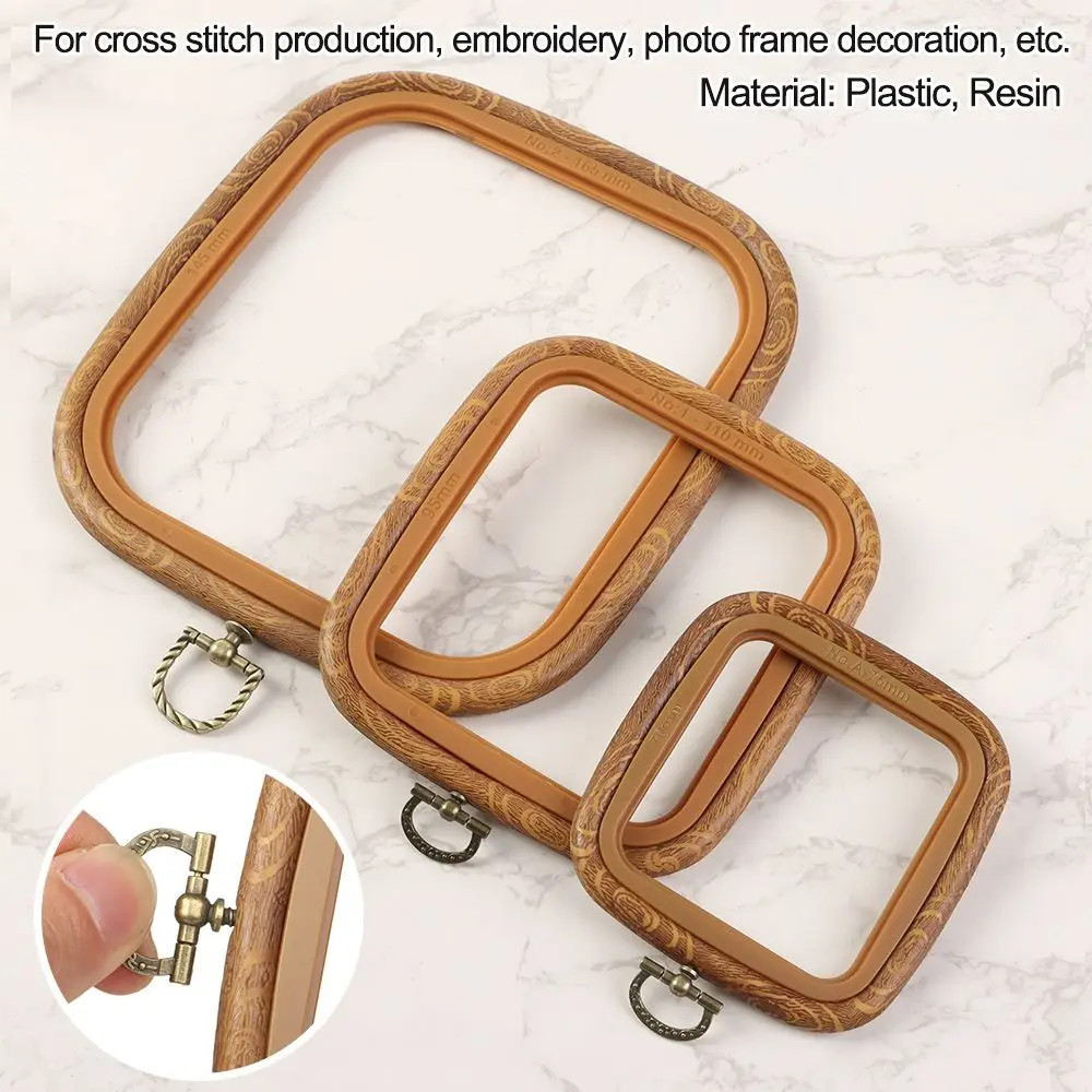 

Octagon Square Wood Grain Embroidery Hoop Cross Stitch Loop Plastic Handmade Stretch Tool DIY Needlecraft Sewing Accessories