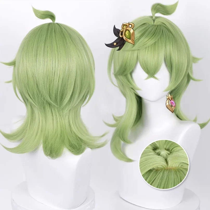 

Парик для косплея Game Genshin Impact Collei из бамбуковых Зеленых Волос, термостойкий синтетический фотореквизит
