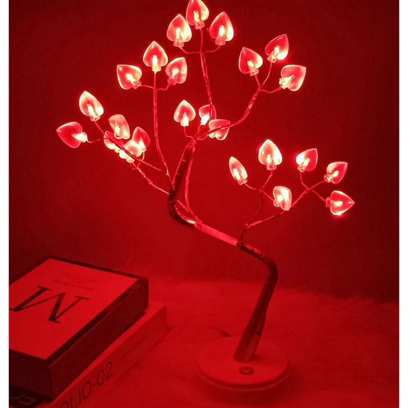 

Valentines Day Decor Lighted Tree With 24 LED Heart Lights, For Bedroom Home Party Valentines Gifts For Her
